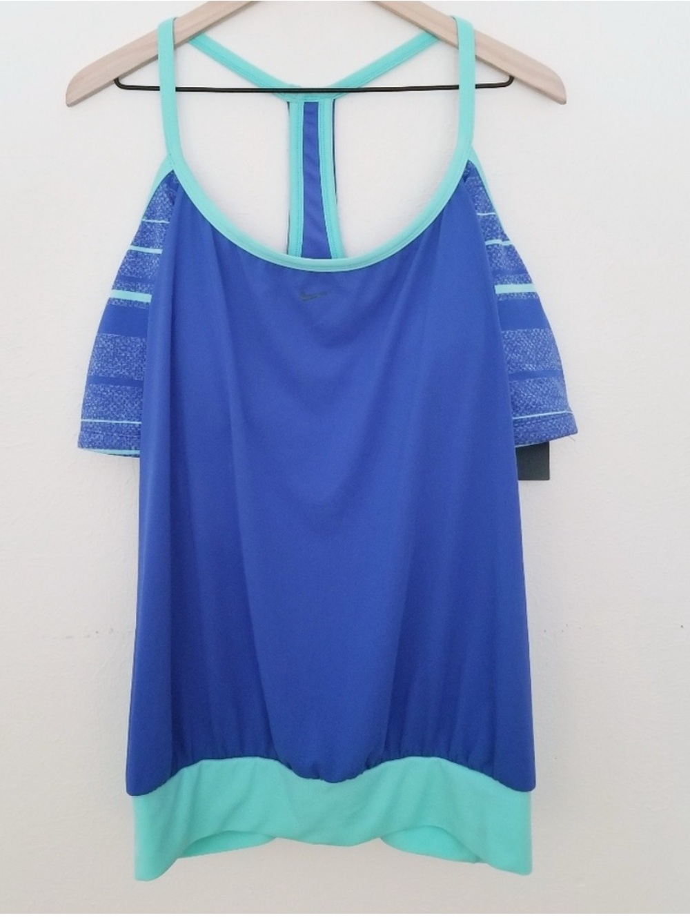 Plus Size Nike Royal Blue with Aqua Trim Athletic Raceback Tank 3X